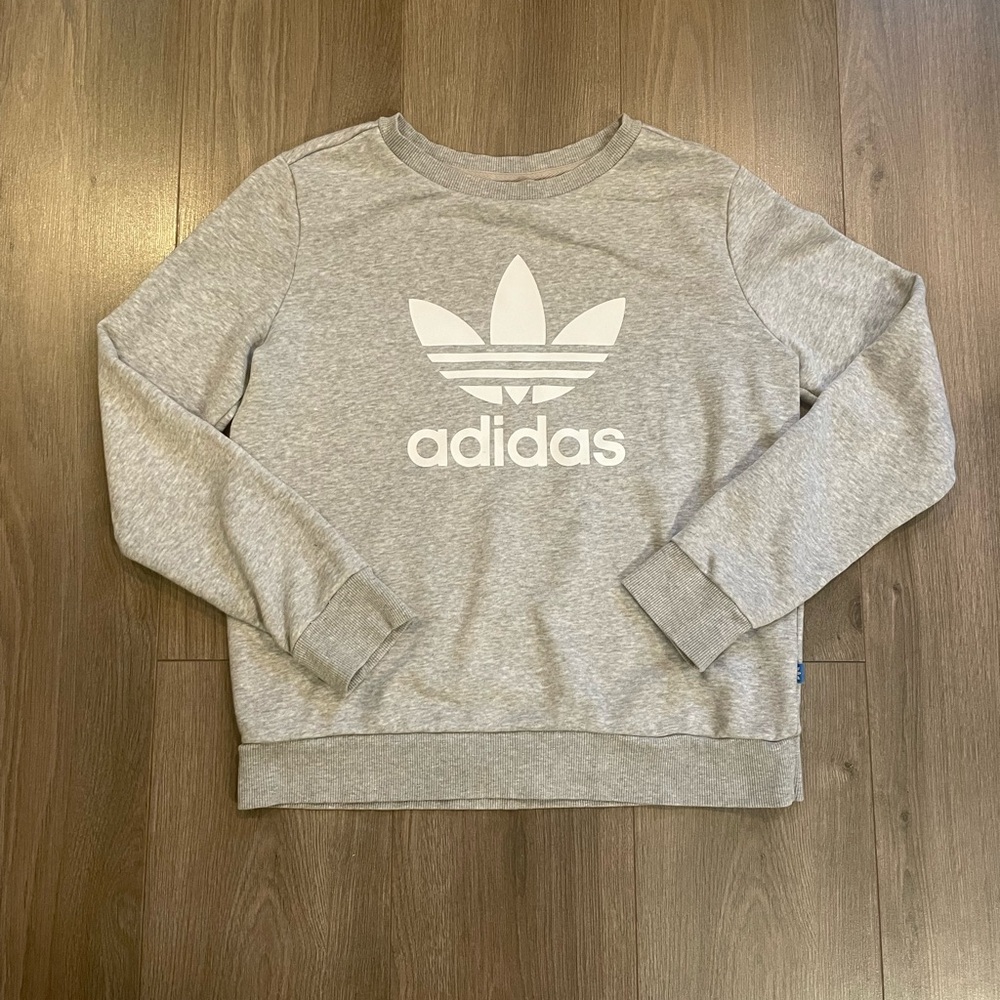 Adidas grey sweatshirt trefoil logo